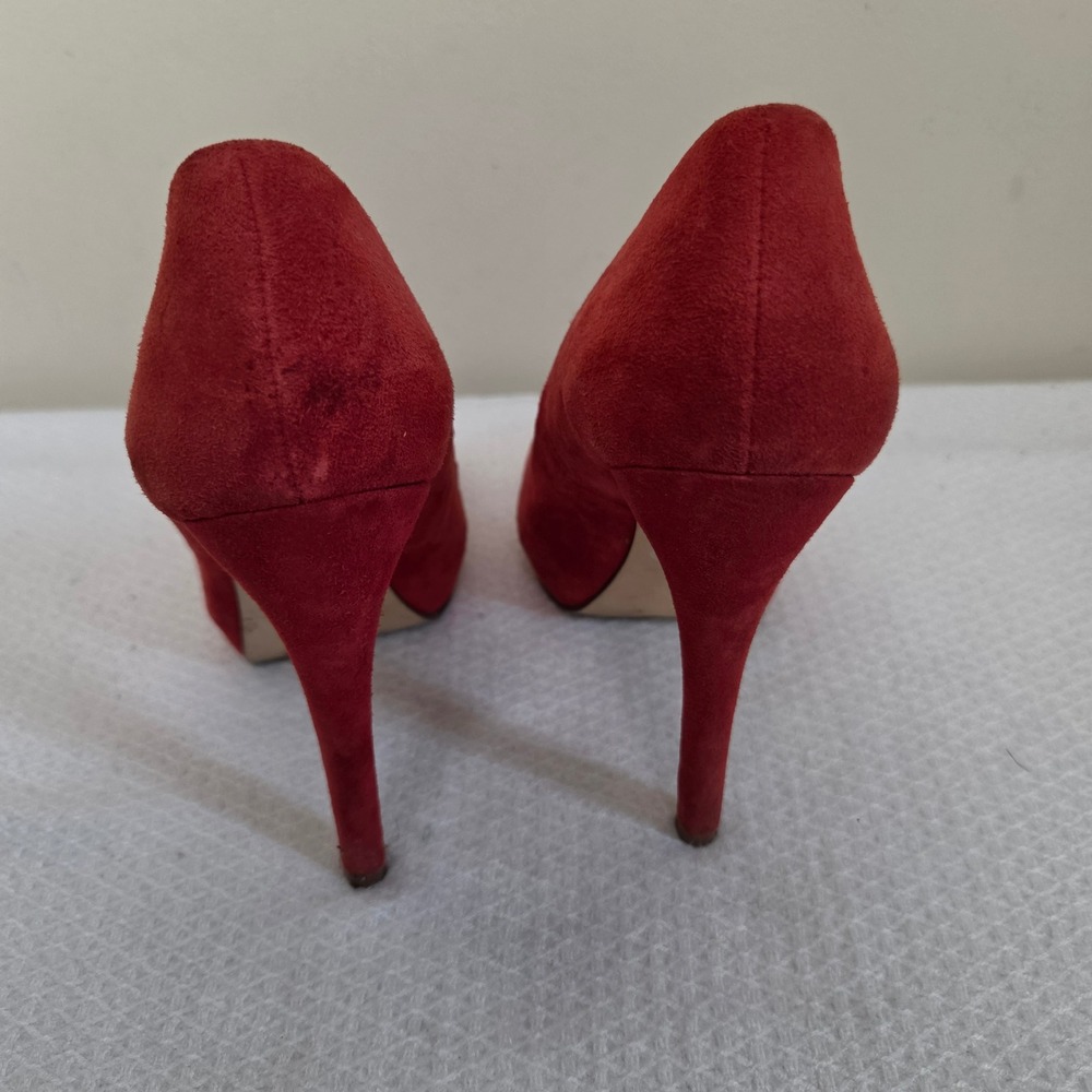 Aldo Red Suede Pointed Toe High Heel Pumps Hidden Platform Size 38 Womens - Picture 3 of 7